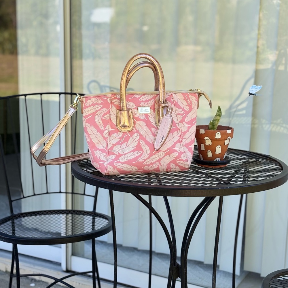 Betsey Johnson Pink Leaf Pattern Handbag